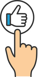 like button click color icon vector image