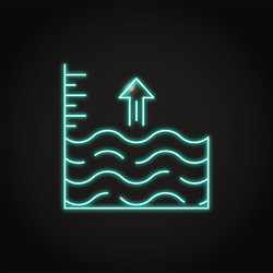 Neon sea level rise icon in line style vector