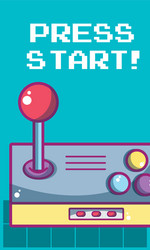 Press start videogame banner vector