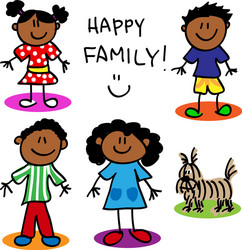 stick figure black family Vector Image