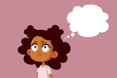 Upset African Girl with Thought Bubble Vector Image