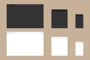 Web browser window mockup in light and dark vector