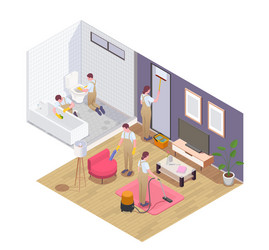 Cleaning service isometric flowchart Royalty Free Vector