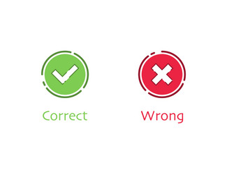 correct and wrong checkbox tick positive vector