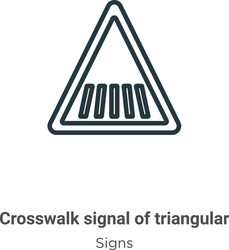 Crosswalk signal triangular outline icon thin vector