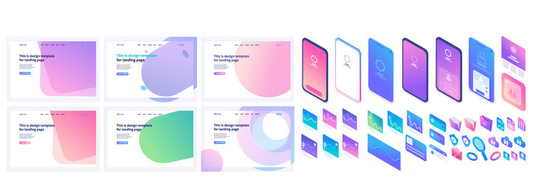 isometric set to create a landing page design vector image