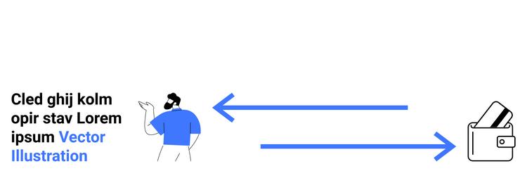 man pointing towards wallet with lines connecting vector image