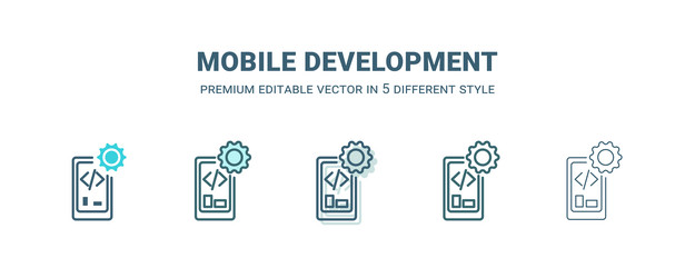 mobile development icon in 5 different style vector image