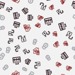 set line open padlock monitor with password lock vector image