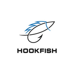 Fishing Hook & Fish Logo Vector Image