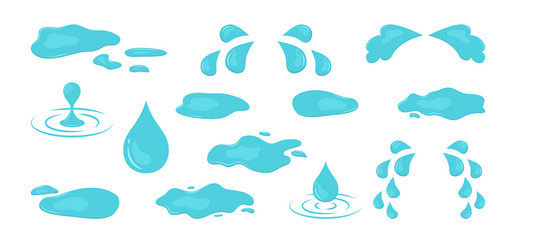 puddle and tear water drop sweat cry vector