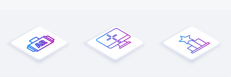 set isometric line ar augmented reality computer vector image