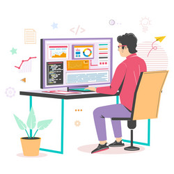 Software Developer Working on Computer vector image
