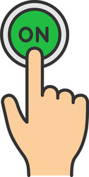 turn on button click color icon vector image