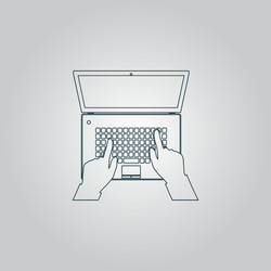 business hands on notebook computer keyboard vector