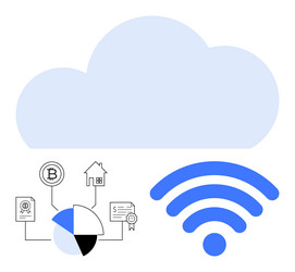cloud computing with wireless network linking vector image