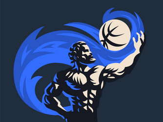 Prometheus and a sports ball emblem Royalty Free Vector