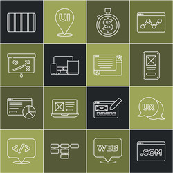 set line ui or ux design time is money monitor vector image
