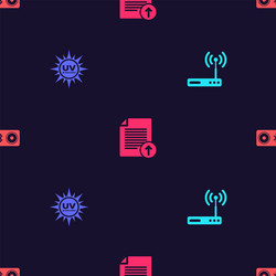 Set router and wi-fi uv protection upload file vector