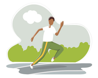 african american man jogging outdoors in morning vector