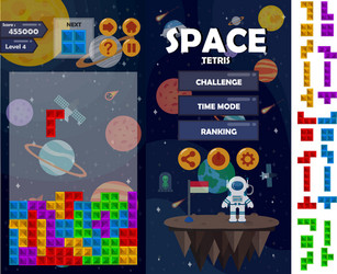 space tetris matching game kit vector