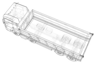 Truck tipper created of 3d wire vector