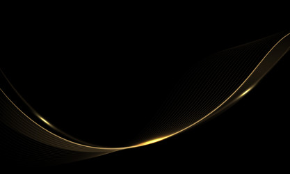 abstract gold line ribbon curve overlap on black vector image