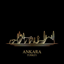 gold silhouette of ankara on black background vector