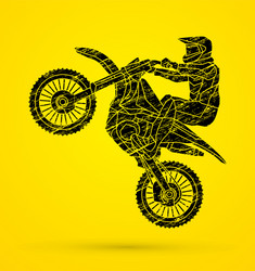 motorcycle cross jumping freestyle motocross flyi vector