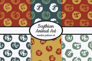 Seamless patterns with ancient scythian art vector