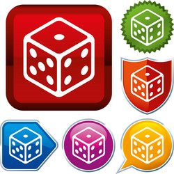 set shiny icon series on buttons dice vector image