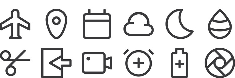 12 set linear user interface icons thin vector image
