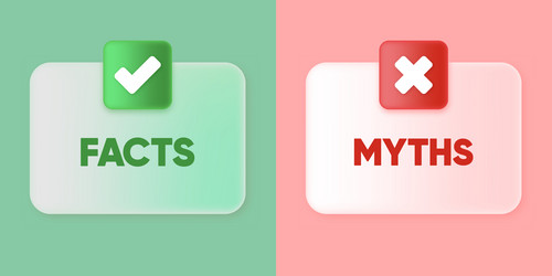 Facts or myths banner green check mark and cross vector