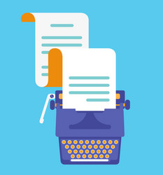 typewriter with sheet of paper view top flatstyle vector image