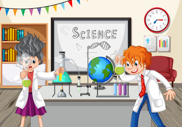 classroom scene with scientist doing experiment vector image