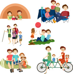 Family Camping Icons - Outdoor Adventure Vector Image