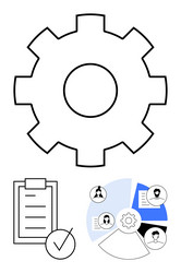 gear with workflow checklist and key task diagrams vector image