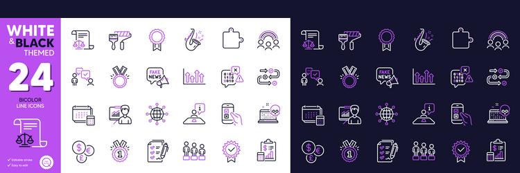 presentation honor and report line icons vector