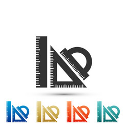 set ruler triangular and protractor icon vector image