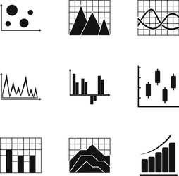 Graph icons set simple style vector