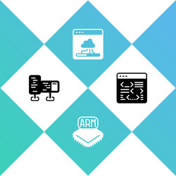 set computer monitor screen processor cloud vector image