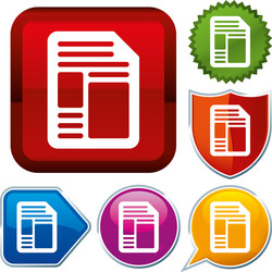 set shiny icon series on buttons document vector image