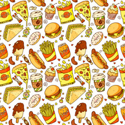 Cartoon Fast Food Pattern vector image