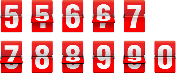 flip countdown clock - red counter timer vector image