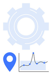 gear map pin and graph elements representing vector image
