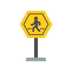 pedestrian crossing sign icon flat design vector