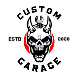 Skull Devil Garage Motorcycle Art Vector Image