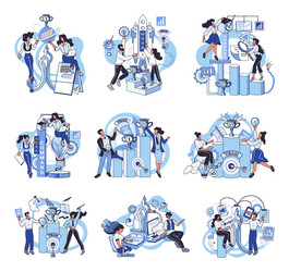 solving problem and command work teamwork set vector image