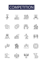 Competitions line icons and signs Royalty Free Vector Image