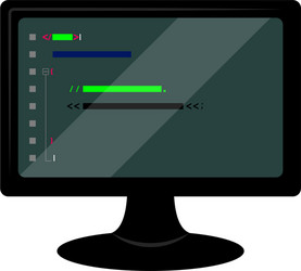 Programming code on a monitor screen vector